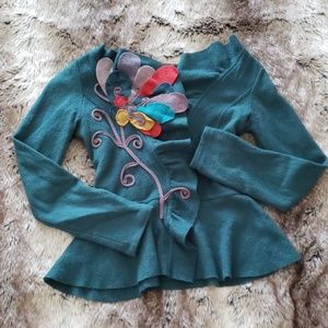 Anthropologie floral applique jacket cardigan